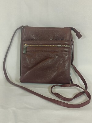 Giani Bernini Triple Zip Pebble Echtleder Dasher Crossbody Damen Burgundy