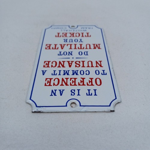 Vintage Porcelain Enamel Sign Offence To Mutilate Ticket Dodo Designs England - Imagen 6 de 9