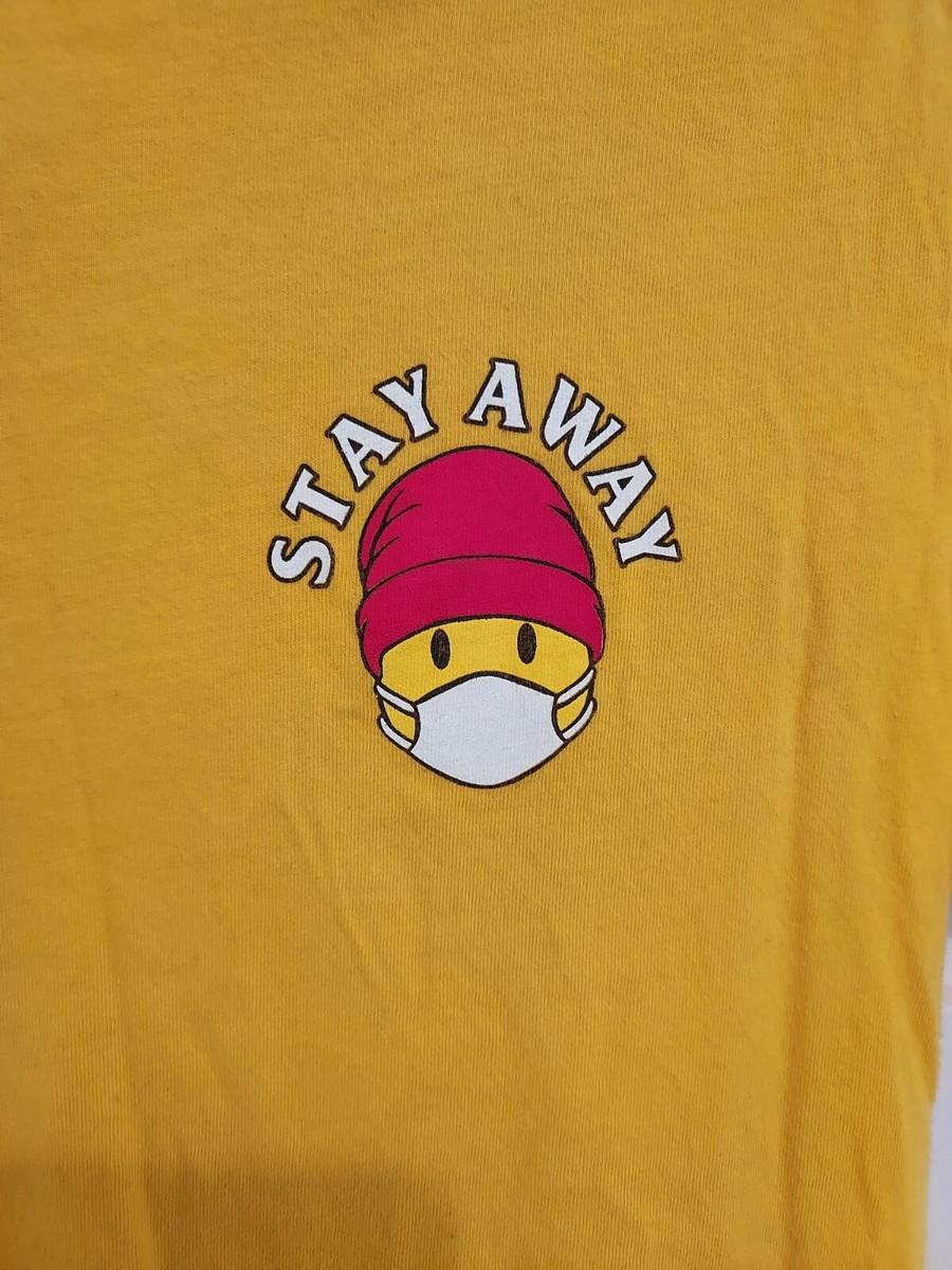 Social Distance Graphic T-shirt Mens Small Yellow | eBay