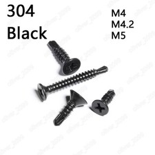 Black 304 Stainless Steel Phillips Countersunk Head Self-Drilling Screws M4 M5