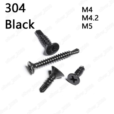 Black 304 Stainless Steel Phillips Countersunk Head Self-Drilling Screws M4 M5