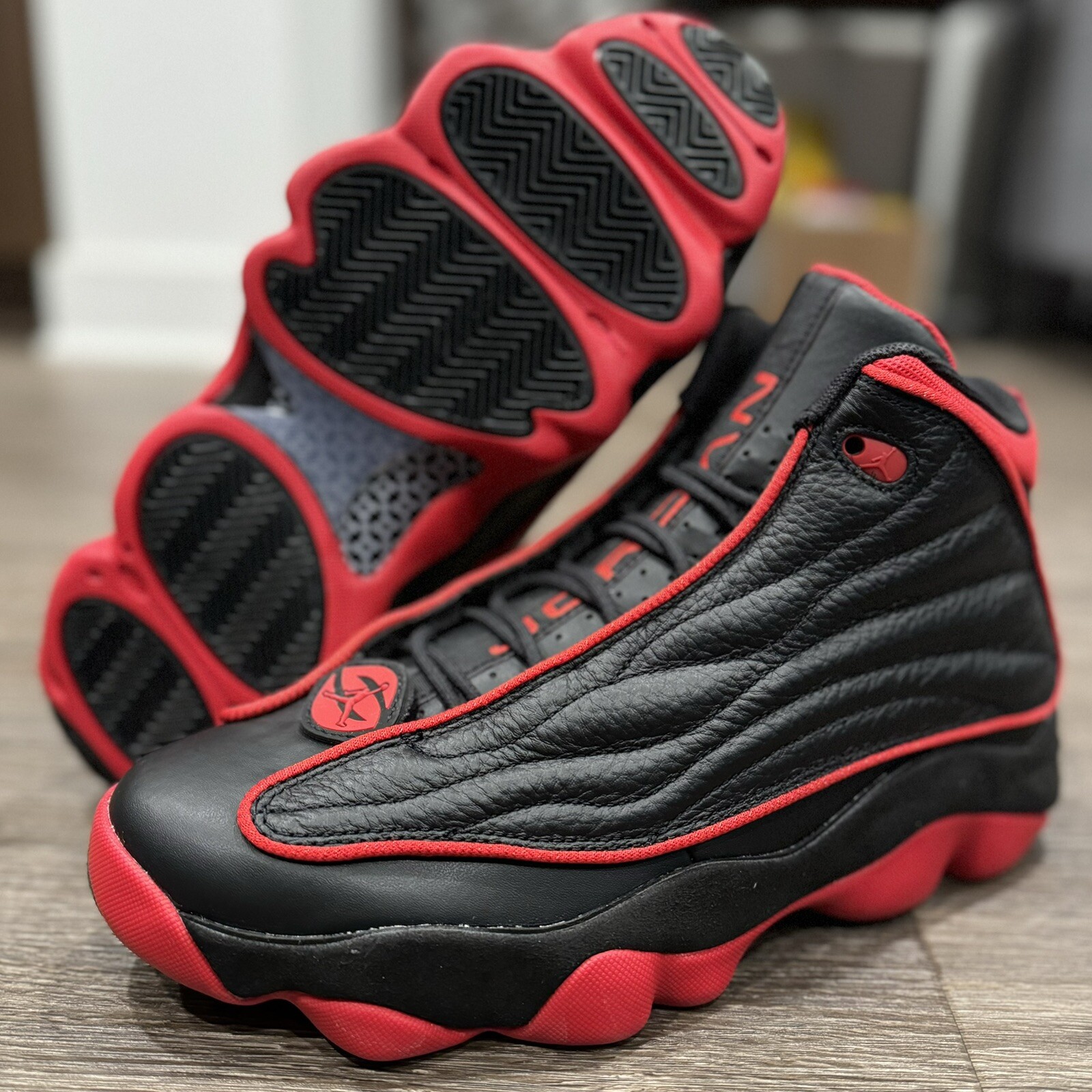 Tenis de baloncesto Nike Jordan Pro de raza fuerte negras universitarias rojas para hombre talla 9,5