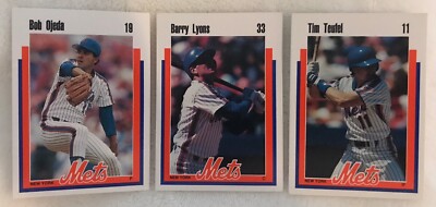Tim Teufel - Barry Lyons - Bob Ojeda New York Mets 1989 Kahn's 3 Baseball Cards