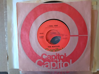 vinyl 45.  Beatles,  I Feel Fine.  scarce orange Capitol reissue