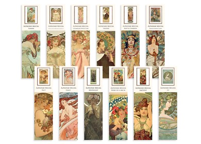 Alphonse Mucha Fine Art Bookmarks - Buy Singles or Complete Set of 12