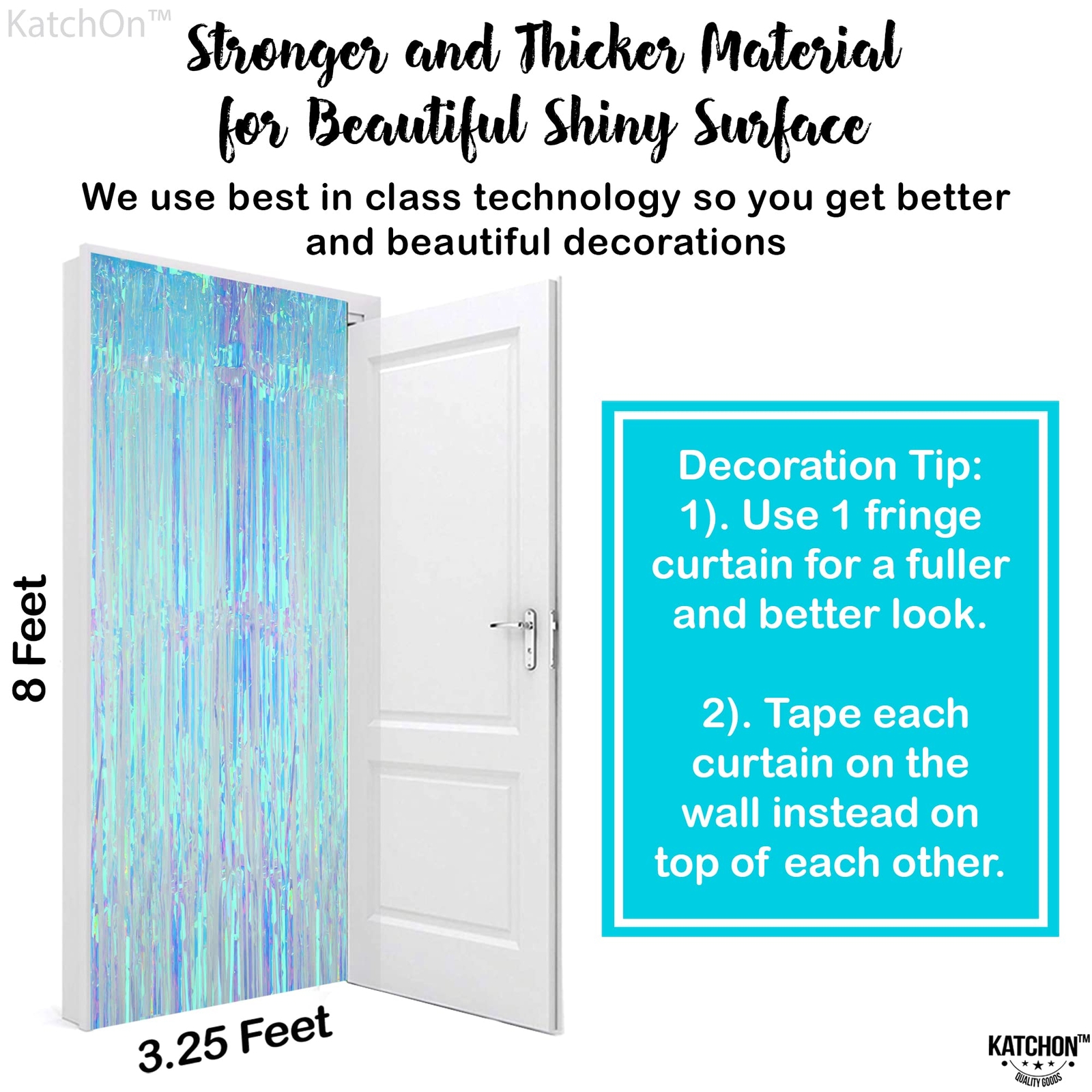 KatchOn XtraLarge Blue Iridescent Streamers - 3.2x8 Feet Blue Fringe | Mermai...