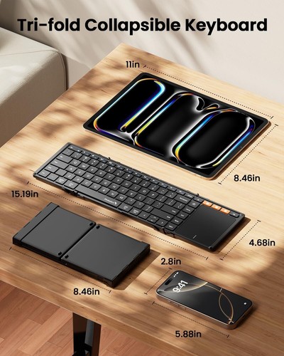 Teclado Plegable ProtoArc con Panel Táctil, XK01 TP, Bluetooth iPad Tablet Trackpad - Imagen 8 de 15