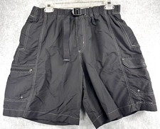 Columbia Cargo Shorts Black Belted Lined Hiking Swim Omni Shade Nylon Men's Lg