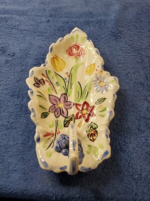 Vintage Blue Ridge China Nove Rose Leaf Celery Dish Nappy Floral