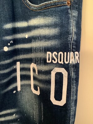 Dsquared2 Men's ICON Distressed Whiskered Paint Spatter New Rider