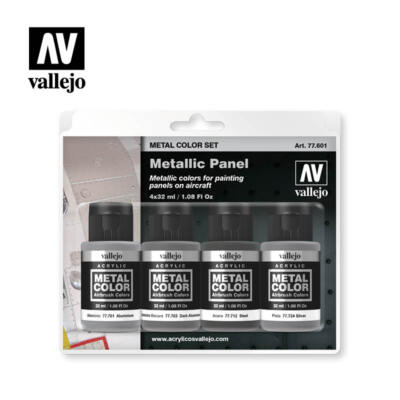 Vallejo 77601 Aircraft Metallic Panel Paint Set (4 Colors) 32 ml Bottles
