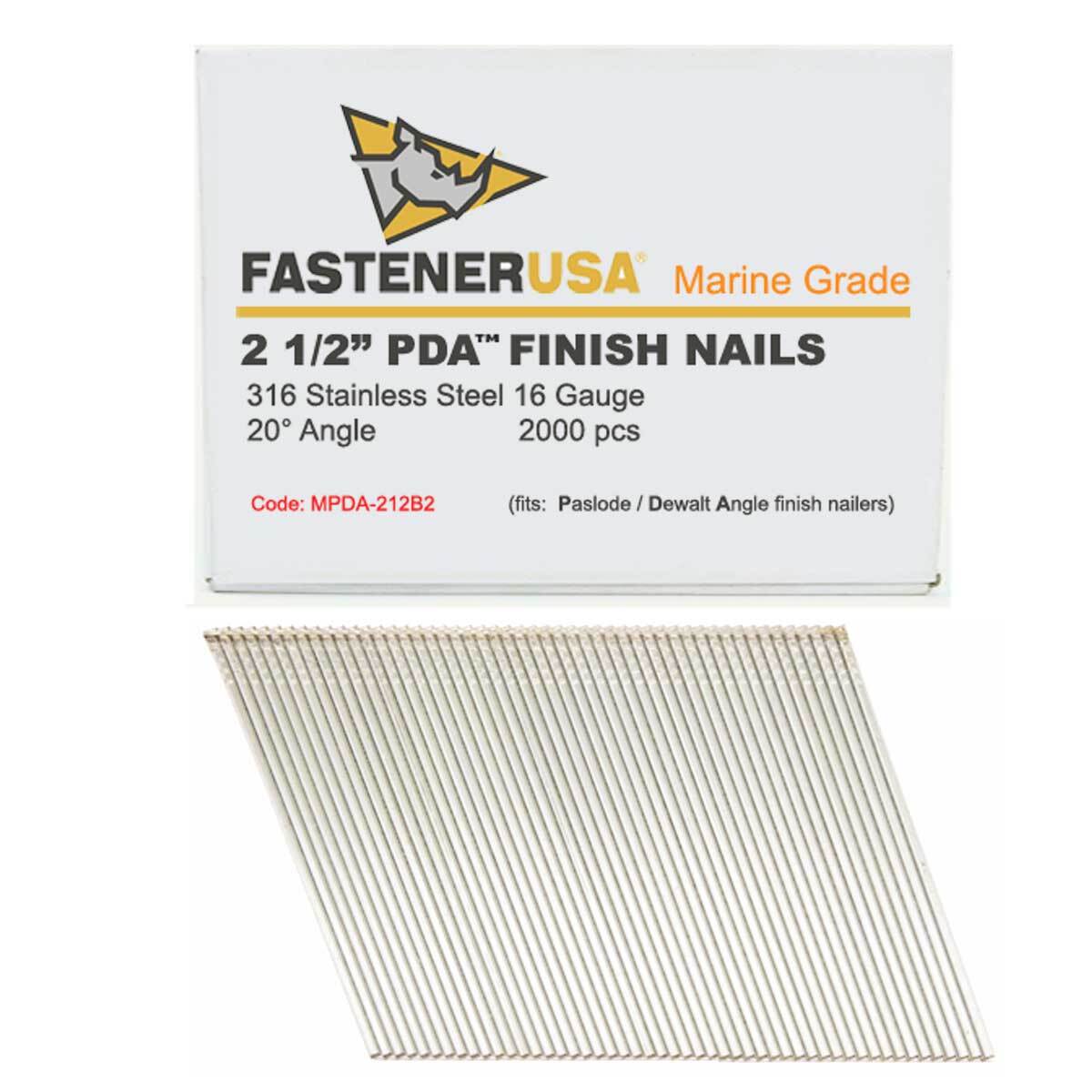 2-1/2" ANGLE FINISH NAILS 16GA 316SS 2,000ct | MPDA-212B2