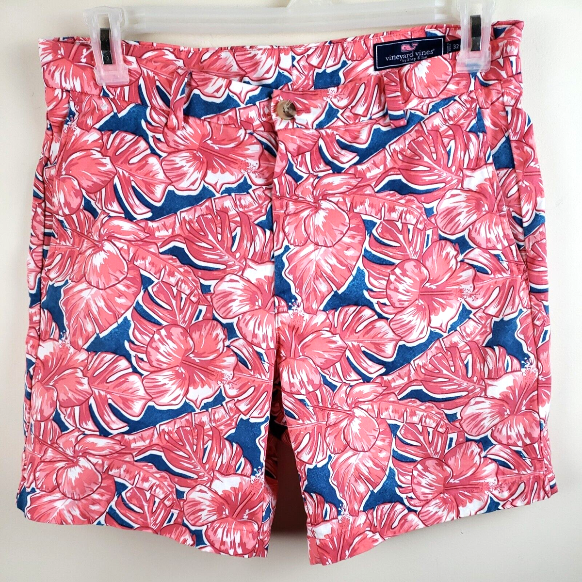Vineyard Vines Shorts Mens 32 Pink Blue White Floral Breaker Short
