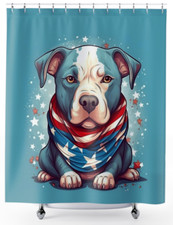Cortina de ducha de baño Pitbull Pit Bull cachorro perro EE. UU. linda caricatura #1
