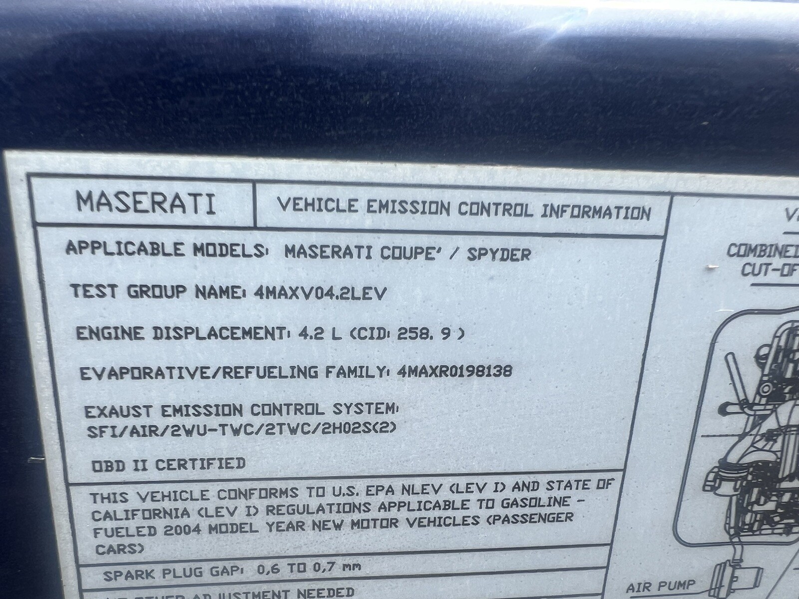 Maserati Coupe 4200 M138  Cambiocorsa Hood OEM 2004