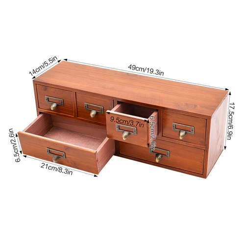 6 Drawers Desktop Dresser Wooden Storage Dressers Chests of Drawers for Bedroom - Picture 3 of 21