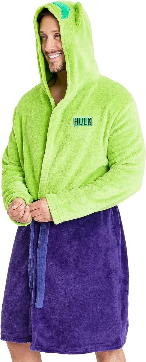 Mens Marvel Gift 3D Hulk Avenger Dressing Gown Long Fleece Warm Soft Hooded Robe