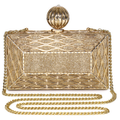 Diamond-encrusted dinner Bag with empty metal diamonds Banquet dress clutch bag