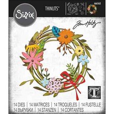Vault Funky Floral Wreath Sizzix Thinlits Thin Metal Die Set Tim Holtz 666563