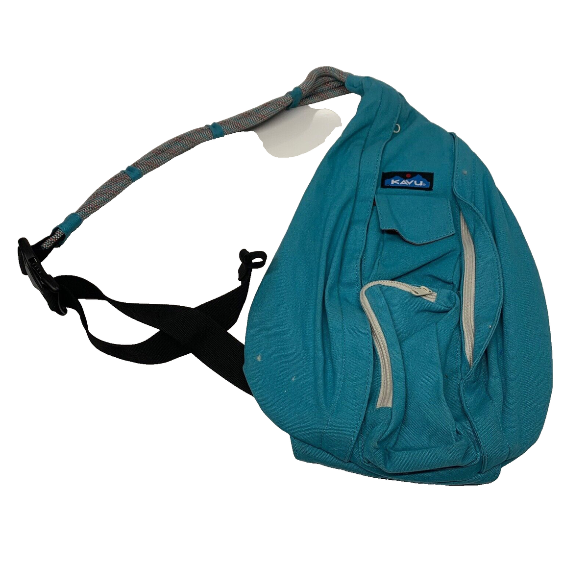 KAVU Rope Sling Bag Crossbody Shoulder Hiking Backpack Turqouise Blue