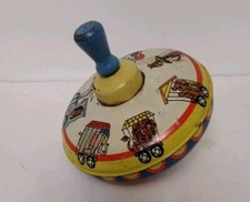 Vintage Ohio Art Circus Animals Train Tin Litho Metal Toy Spinning Top Works T-2