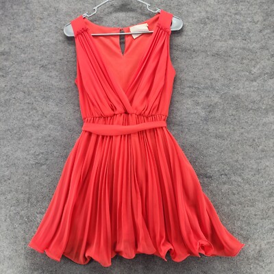 Lush Dress Womens Small Sleeveless V Neck Coral Ruffles