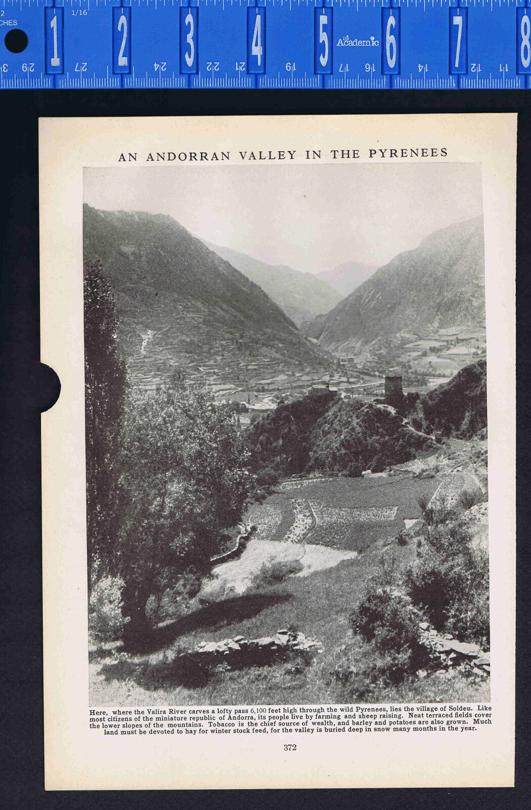 An Andorran Valley in the Pyrenees, Soldeu village, Valira River - 1947 Print