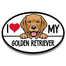 Magnet Me Up I Love My Golden Retriever Magnetic Car Decal, 4x6 inches Oval