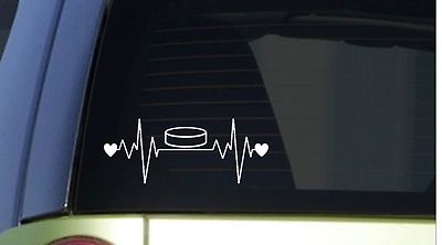 Puck heartbeat lifeline *I239* 8'' wide Sticker decal hockey goalie