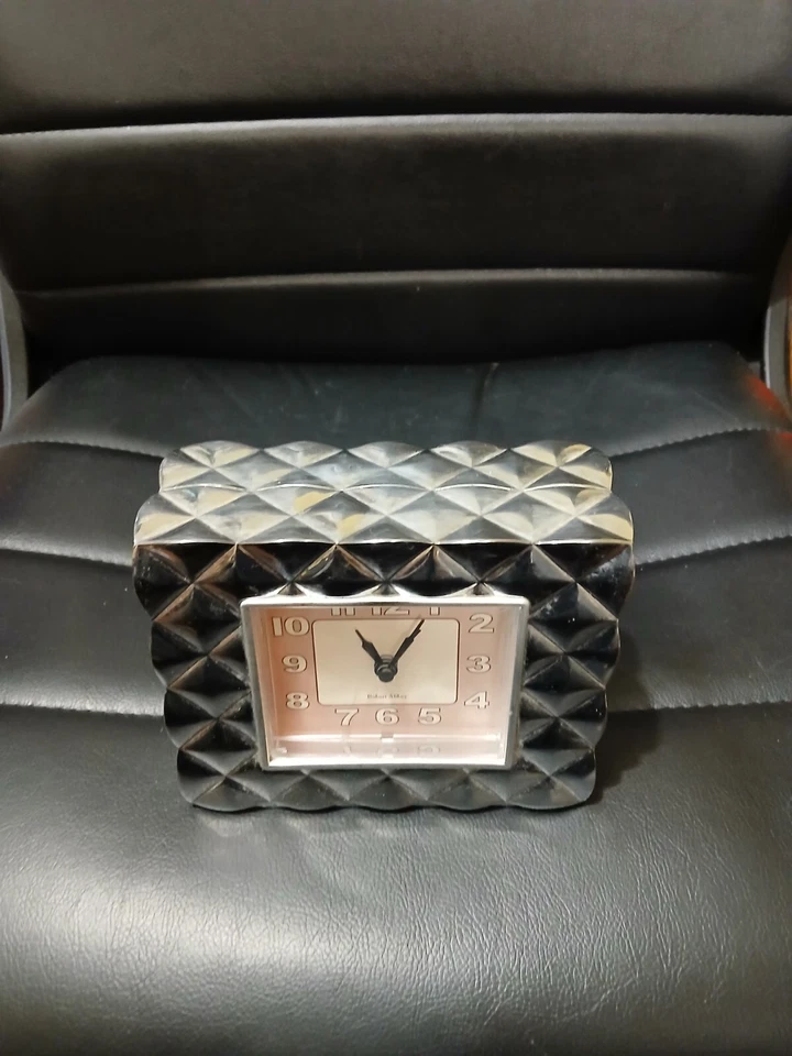 Robert Abbey MCM Bloque Cromo Acolchado Batería Mesa Reloj Despertador Cara Rosa Foto 3 de 4