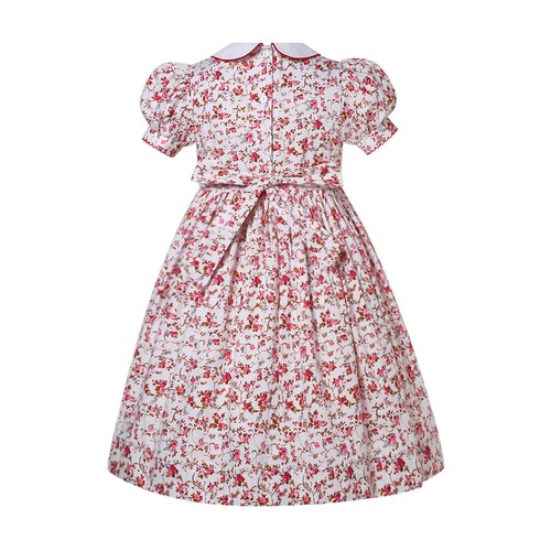 Summer Girls Smocked Dresses Red Floral Print Party Wedding Dresses 2-12 Years - Picture 4 of 12