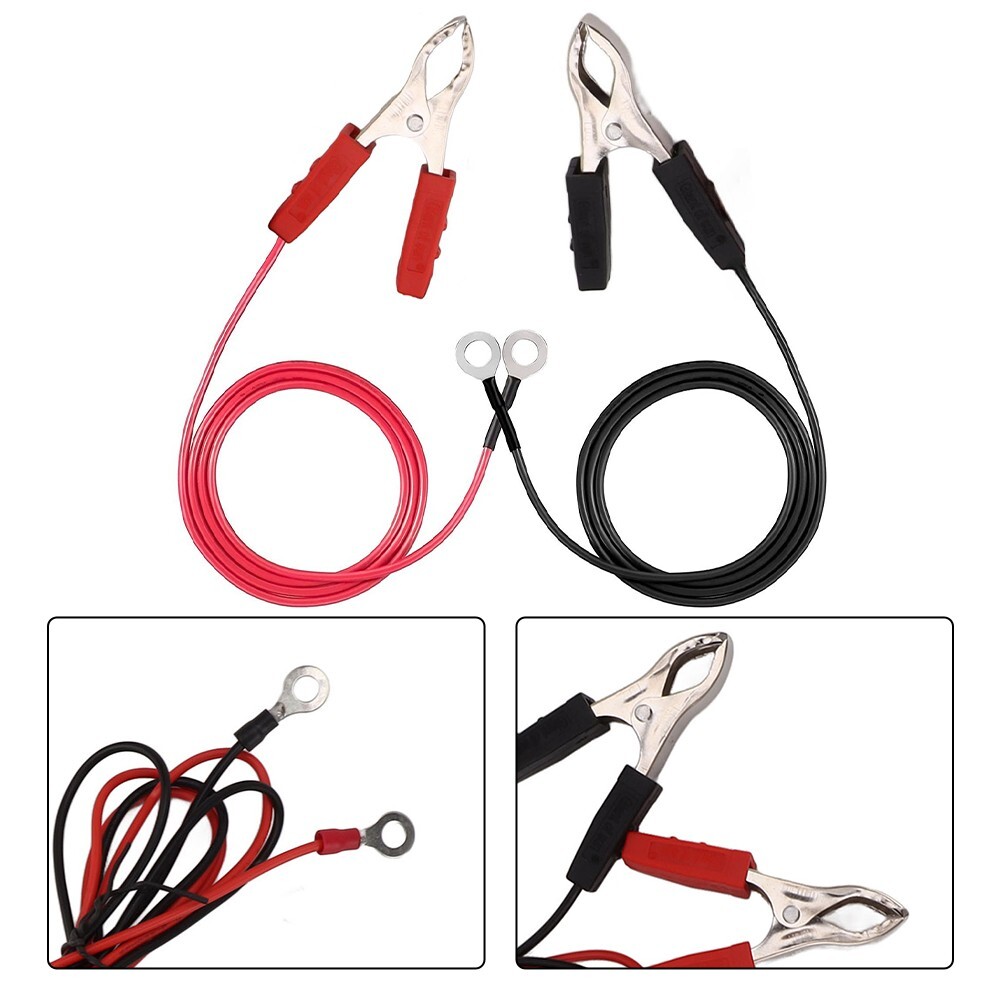 2x Alligator Clip Electric Fence Jumper Leads Wire Connectors Portable