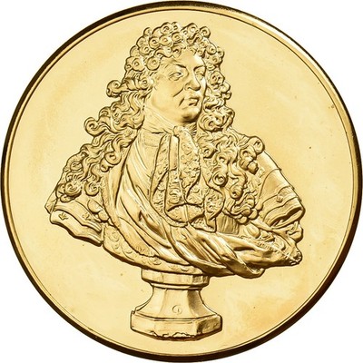 Frankreich, Medaille, Buste de Louis XIV, Antoine Coysevox, Gilt Bronze, UNZ