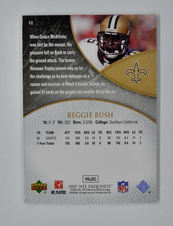 2007 Upper Deck Exquisite Collection - Reggie Bush #d 004/150 - Image 4 of 4