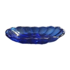 Vintage Anchor Hocking Cobalt Blue Banana Split Relish Dish scalloped edge