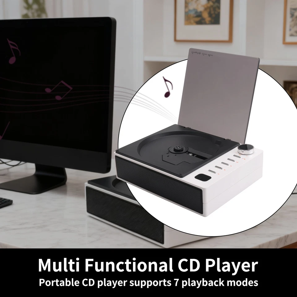 2X(Tragbarer CD-Player, Kabellose Bluetooth-Lautsprecher, UKW-Radio, , Musi1798 - Bild 3 von 4