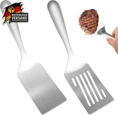 Edelstahl Grillspachtel Set 2-tlg. langlebig, hitzebeständig, spülmaschinenfest