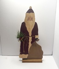 Vintage Folk Art Wooden Santa Claus Christmas Decor Primitive Rustic Handmade