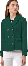 Allegra K Women's Notched Lapel Double Breasted Pea Coat
