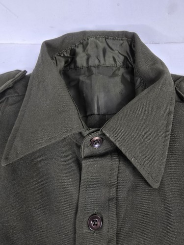 Vintage Military Green Wool Polyester Button Up Shirt Mens Size XL Long Sleeve - Picture 6 of 10