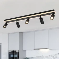 5-Light Track Lighting Fixtures Ceiling, Black Dimmable Track Lights with Adj...