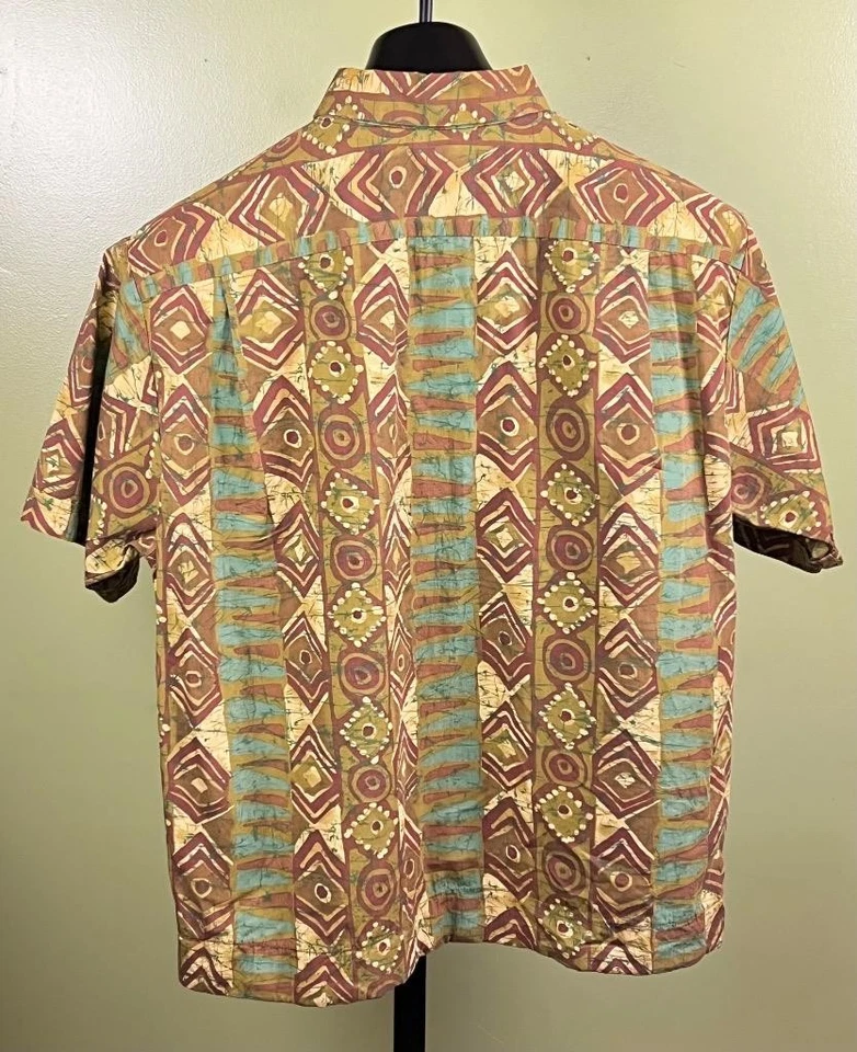Camisa Hawaiana De Colección Años 60 Talla L Verde y Dorado Escena Tiki por Catalina California Foto 3 de 4