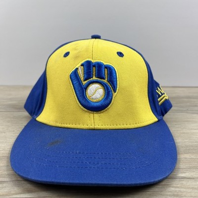 Milwaukee Brewers Hat Yellow UWM Adjustable Hat Adult Fit Yellow Hat