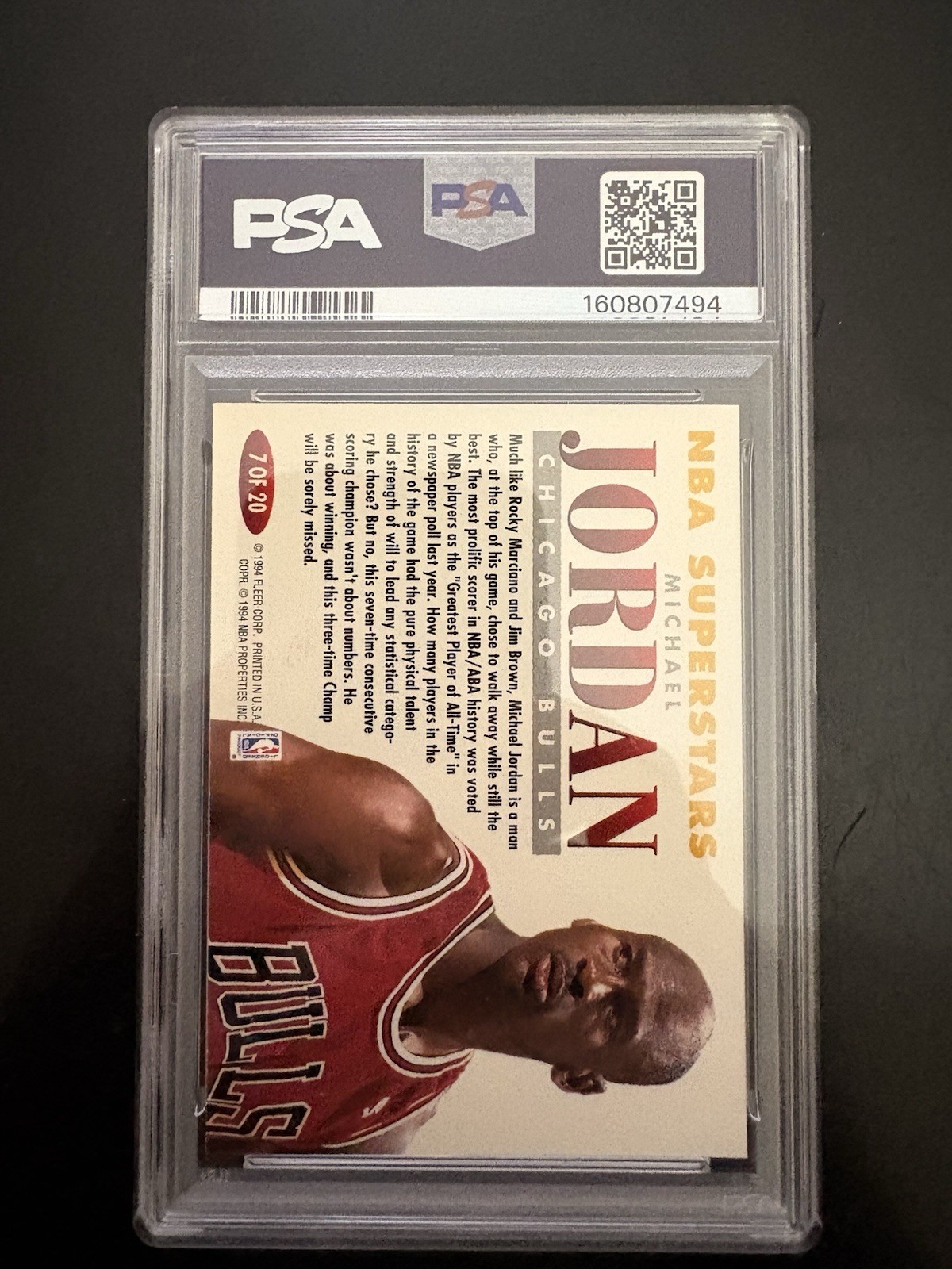 1993-94 Fleer Michael Jordan NBA Superstars #7 PSA 9 Chicago Bulls view 2