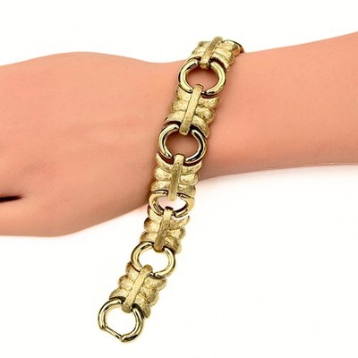 Givenchy Designer Signed Brushed Articulated Chunky Gold Plated Link Bracelet