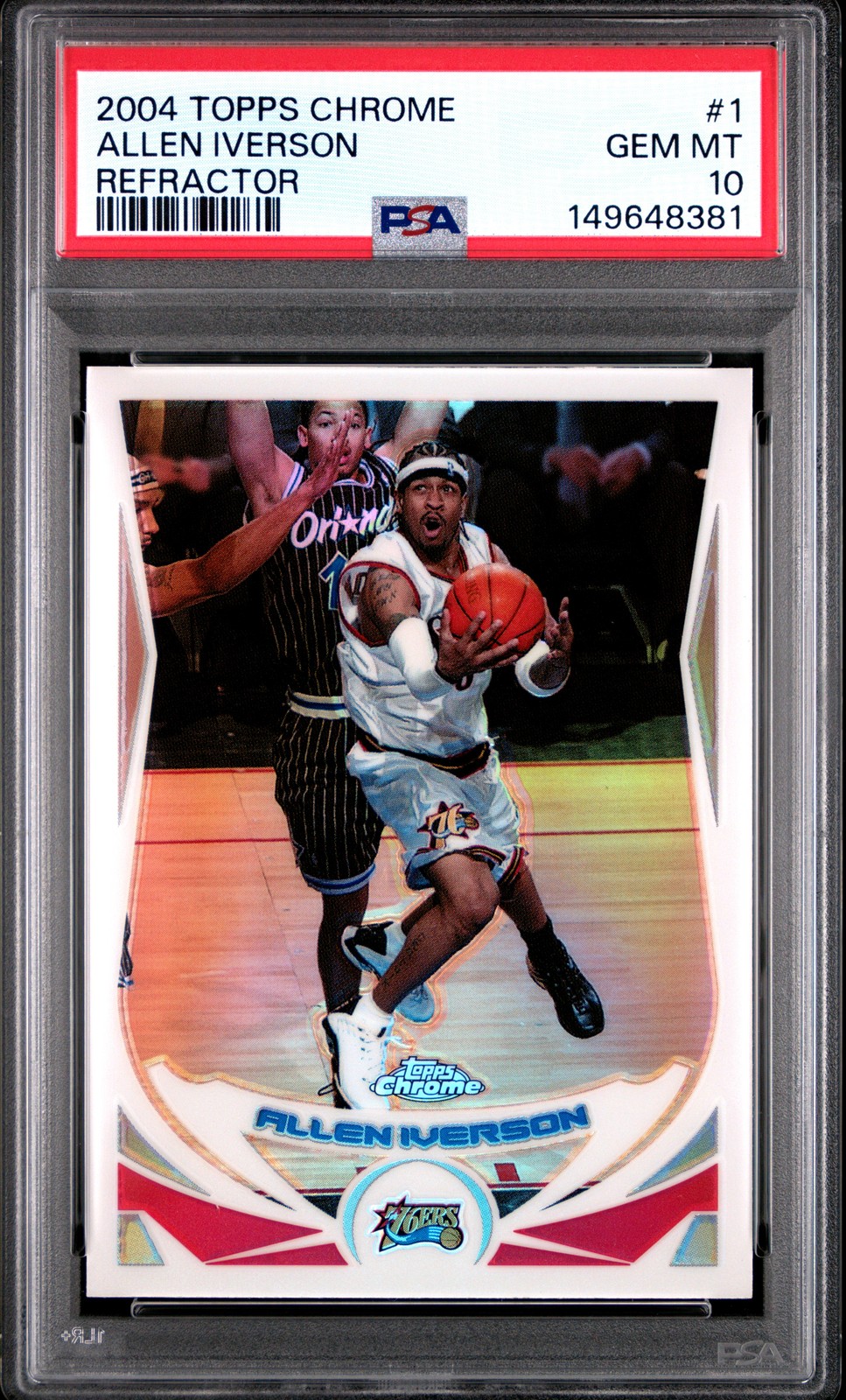 2004 TOPPS CHROME REFRACTOR #1 ALLEN IVERSON PSA 10