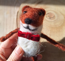 Handmade Stoat, needle felt animal decoration unique gift for nature lover