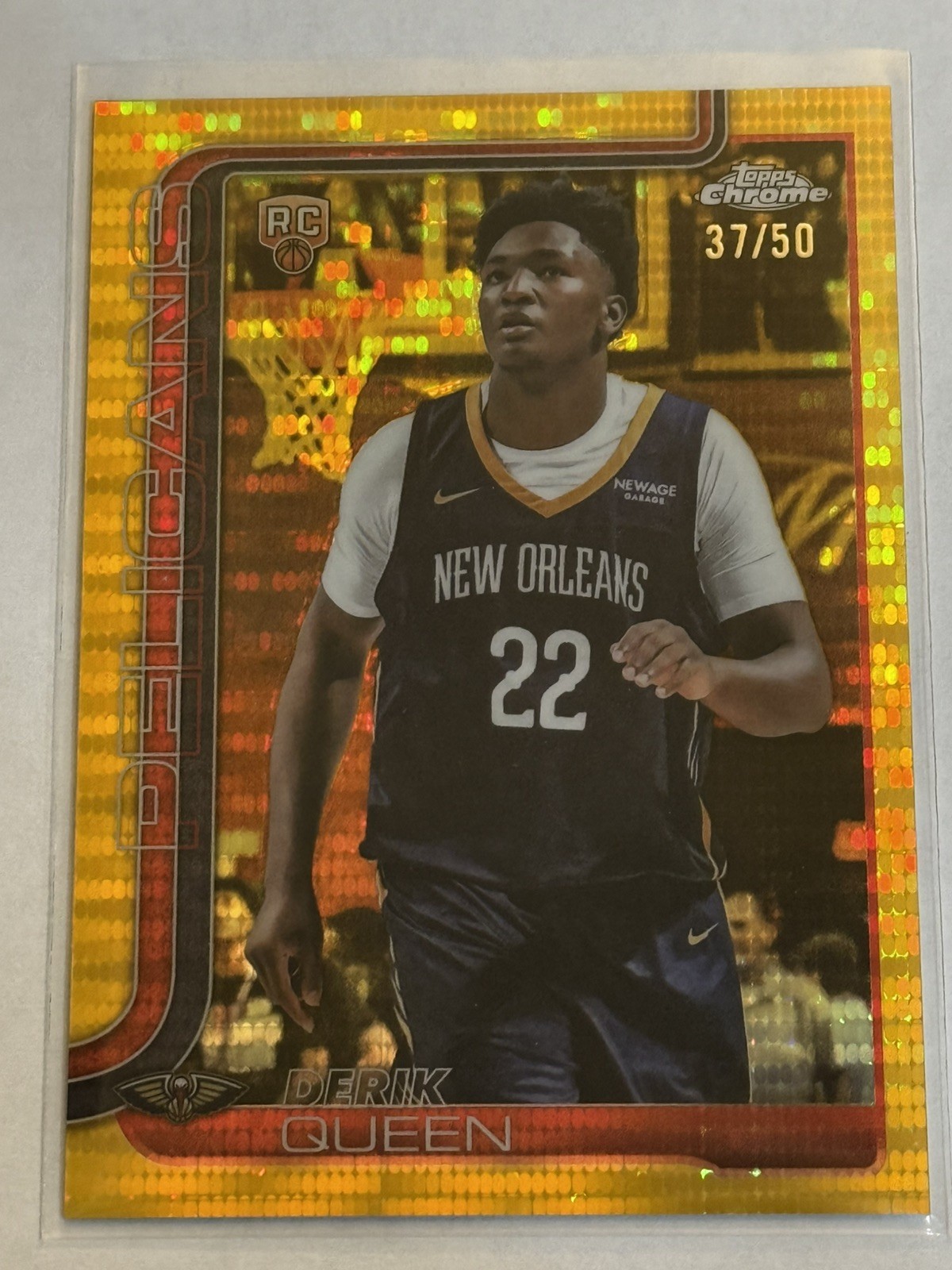 2025-26 Topps Chrome Basketball Derik Queen #263 Gold Pulsar #37/50 RC