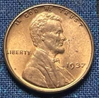 1937-P Lincoln Wheat Cent BU RD Super Nice Coin Free Shipping S-16