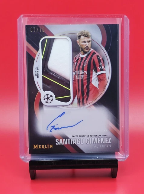 2024-25 Topps Merlin UEFA UCC Milan Santiago Gimenez Match Ball Auto Black /10